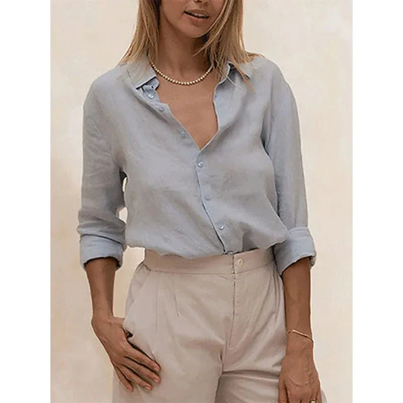 Linen Blouse for Women - Casual Lightweight Top with Short Sleeves - Perfect for Everyday Wear
