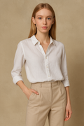 Linen Blouse for Women - Casual Lightweight Top with Short Sleeves - Perfect for Everyday Wear