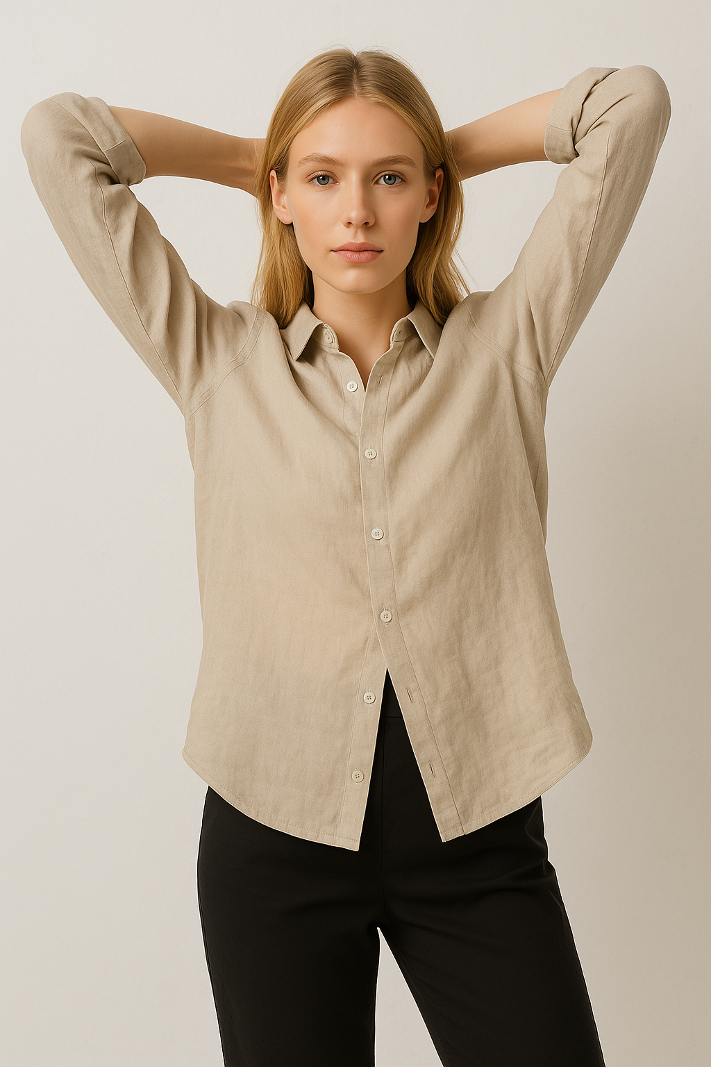 Linen Blouse for Women - Casual Lightweight Top with Short Sleeves - Perfect for Everyday Wear