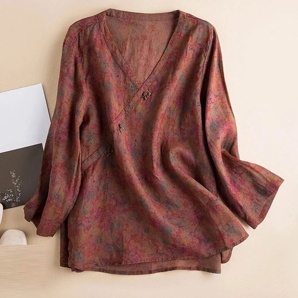 Linen Crosswrap Blouse for Women - Lightweight, Stylish Top for Casual or Dressy Occasions