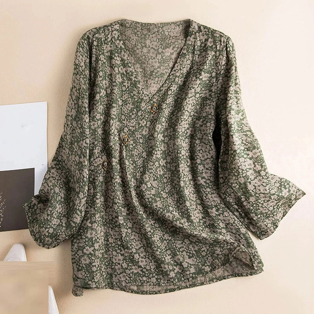 Linen Crosswrap Blouse for Women - Lightweight, Stylish Top for Casual or Dressy Occasions