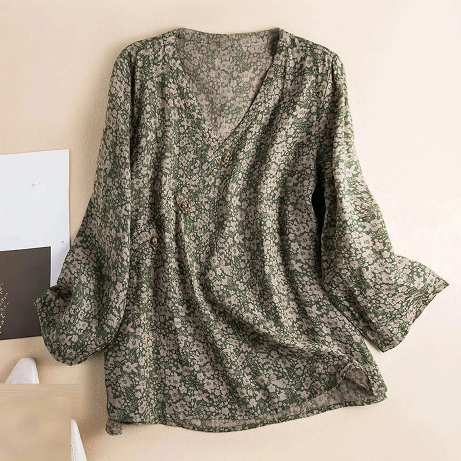 Linen Crosswrap Blouse for Women - Lightweight, Stylish Top for Casual or Dressy Occasions