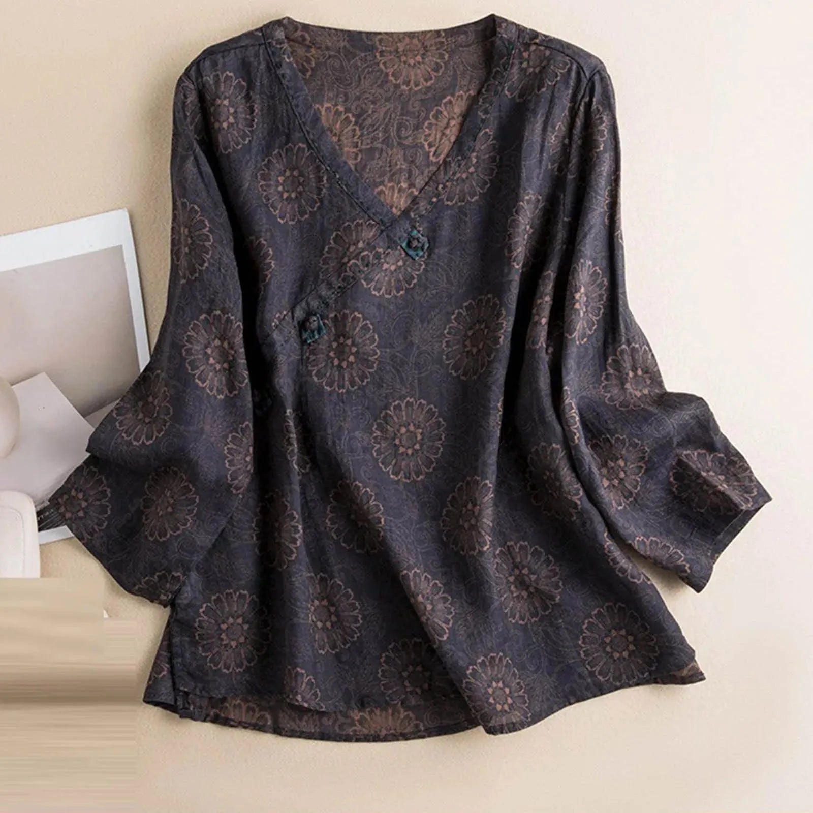 Linen Crosswrap Blouse for Women - Lightweight, Stylish Top for Casual or Dressy Occasions