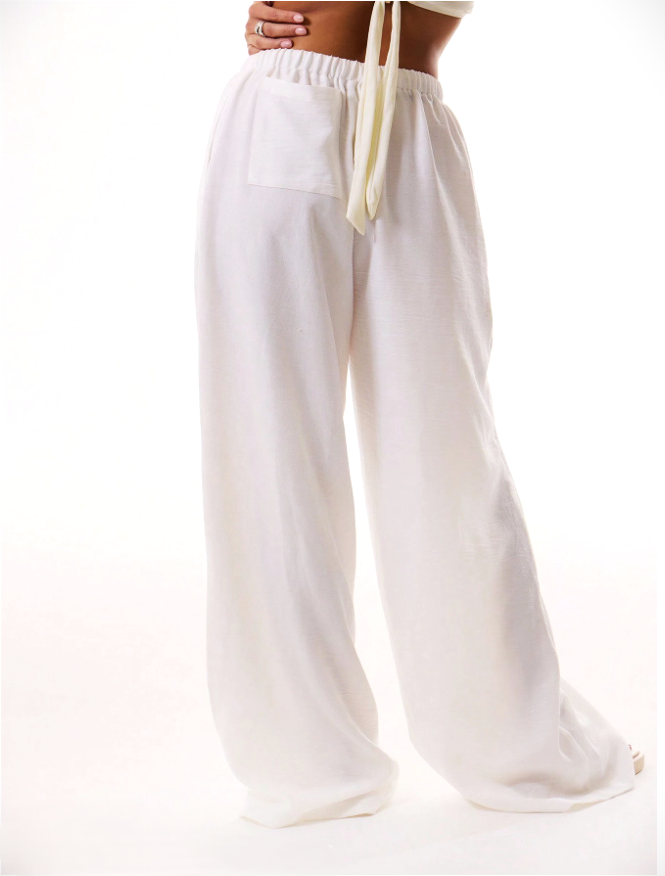 Linen Drawstring Trousers for Women - Comfortable Casual Pants for Everyday Wear - Lightweight Summer Style