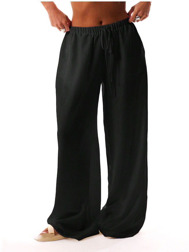 Linen Drawstring Trousers for Women - Comfortable Casual Pants for Everyday Wear - Lightweight Summer Style