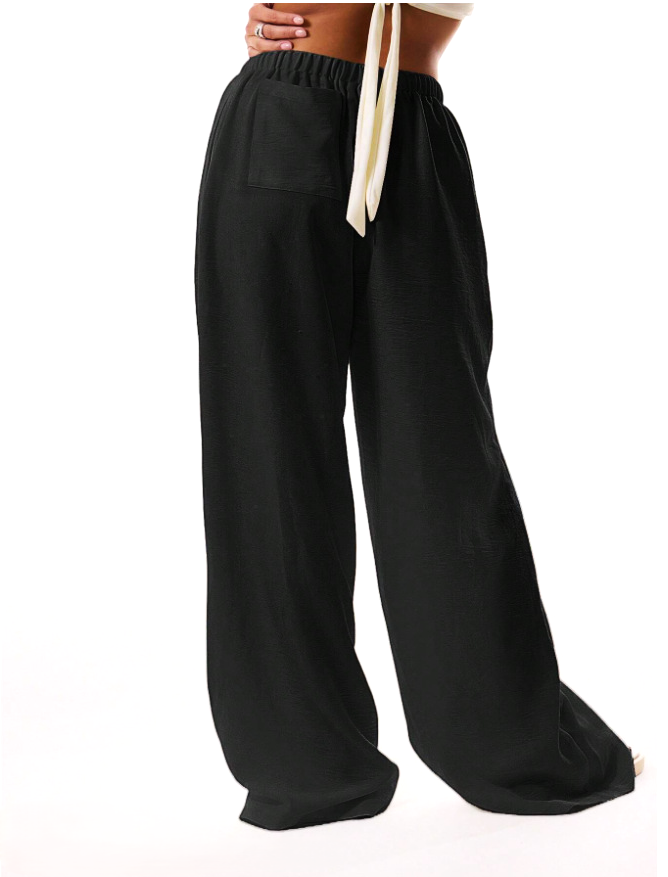 Linen Drawstring Trousers for Women - Comfortable Casual Pants for Everyday Wear - Lightweight Summer Style
