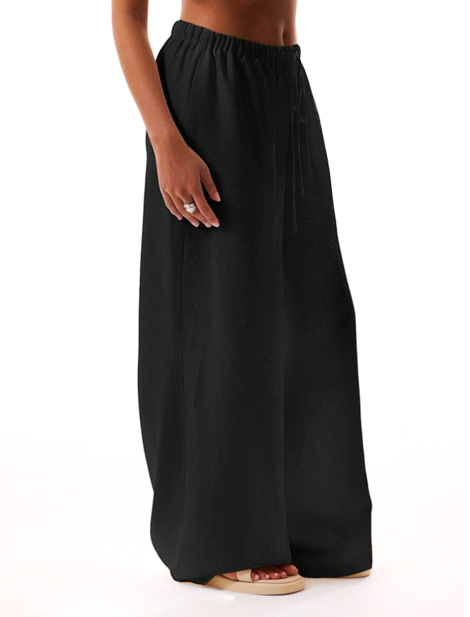 Linen Drawstring Trousers for Women - Comfortable Casual Pants for Everyday Wear - Lightweight Summer Style