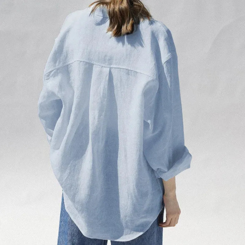 Linen Oversized Blouse for Women - Lightweight, Casual Top for Everyday Wear