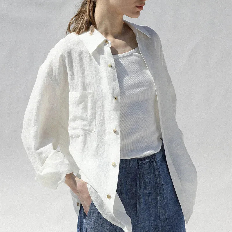 Linen Oversized Blouse for Women - Lightweight, Casual Top for Everyday Wear