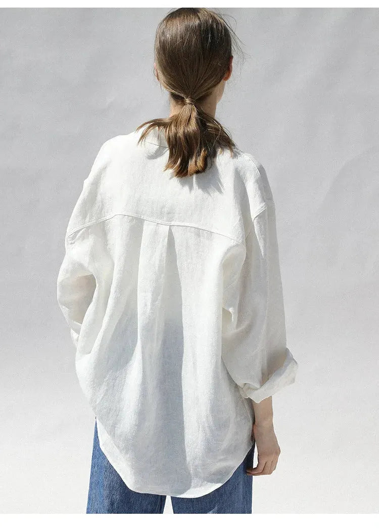 Linen Oversized Blouse for Women - Lightweight, Casual Top for Everyday Wear