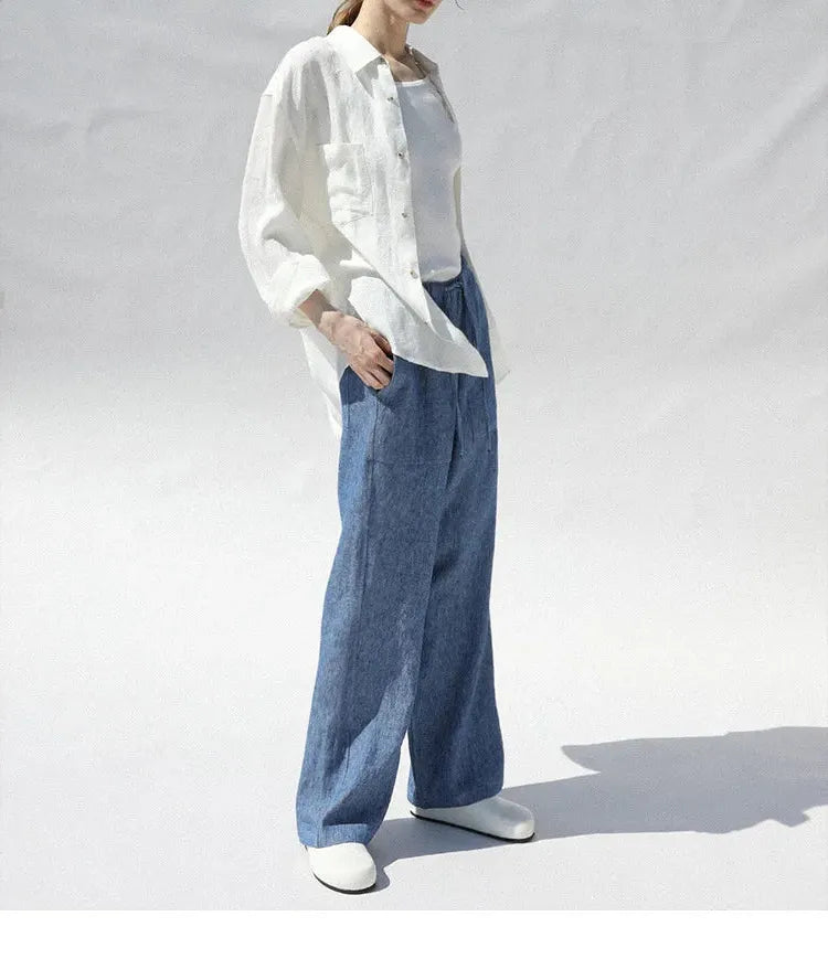 Linen Oversized Blouse for Women - Lightweight, Casual Top for Everyday Wear