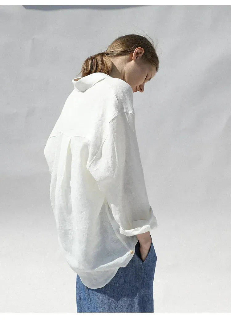 Linen Oversized Blouse for Women - Lightweight, Casual Top for Everyday Wear