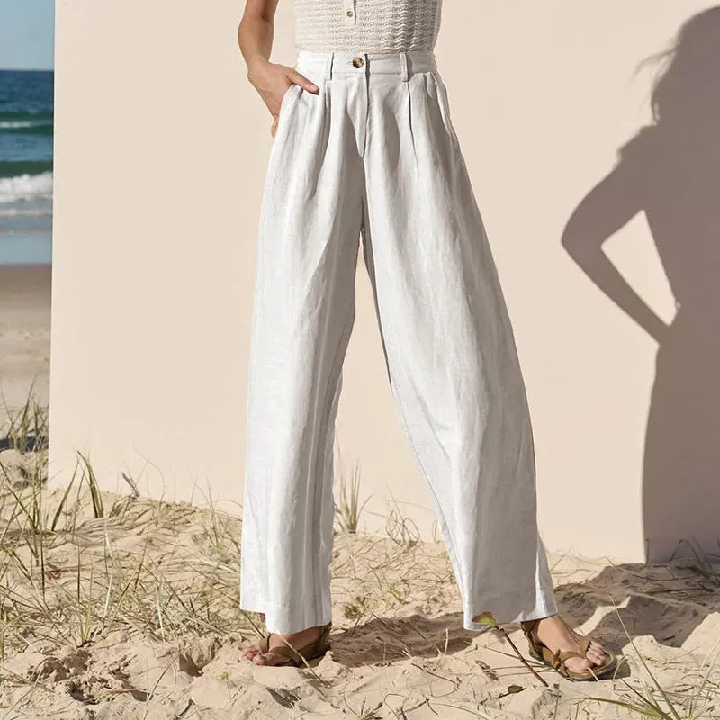 Linen Summer Trousers for Men | Lightweight Breathable Casual Pants | Perfect for Warm Weather Outings