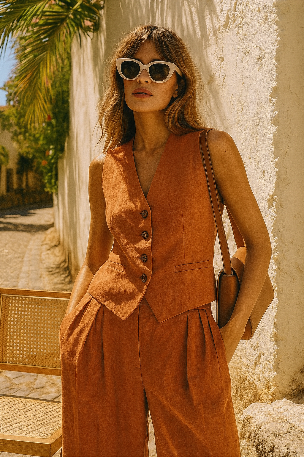 Linen Trouser Set for Women - 100% Natural Fabric - Casual Chic Style - Perfect for Summer Outings and Everyday Wear