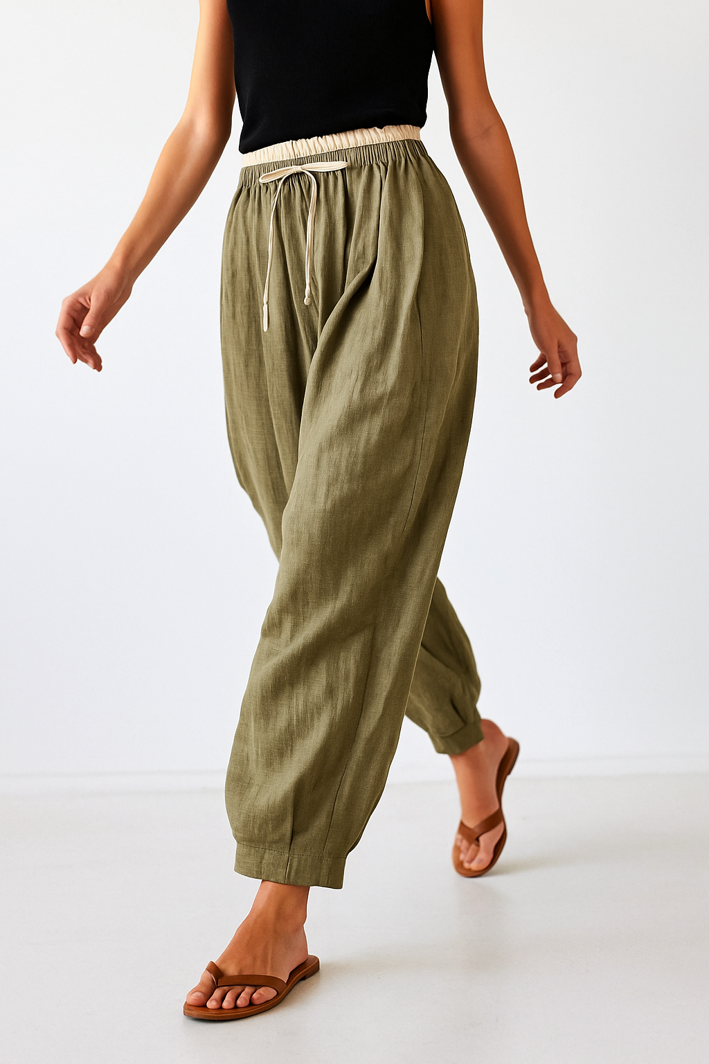 Linen Trousers for Women - Lightweight, Breathable Casual Pants for Summer Wear - Available in Multiple Sizes