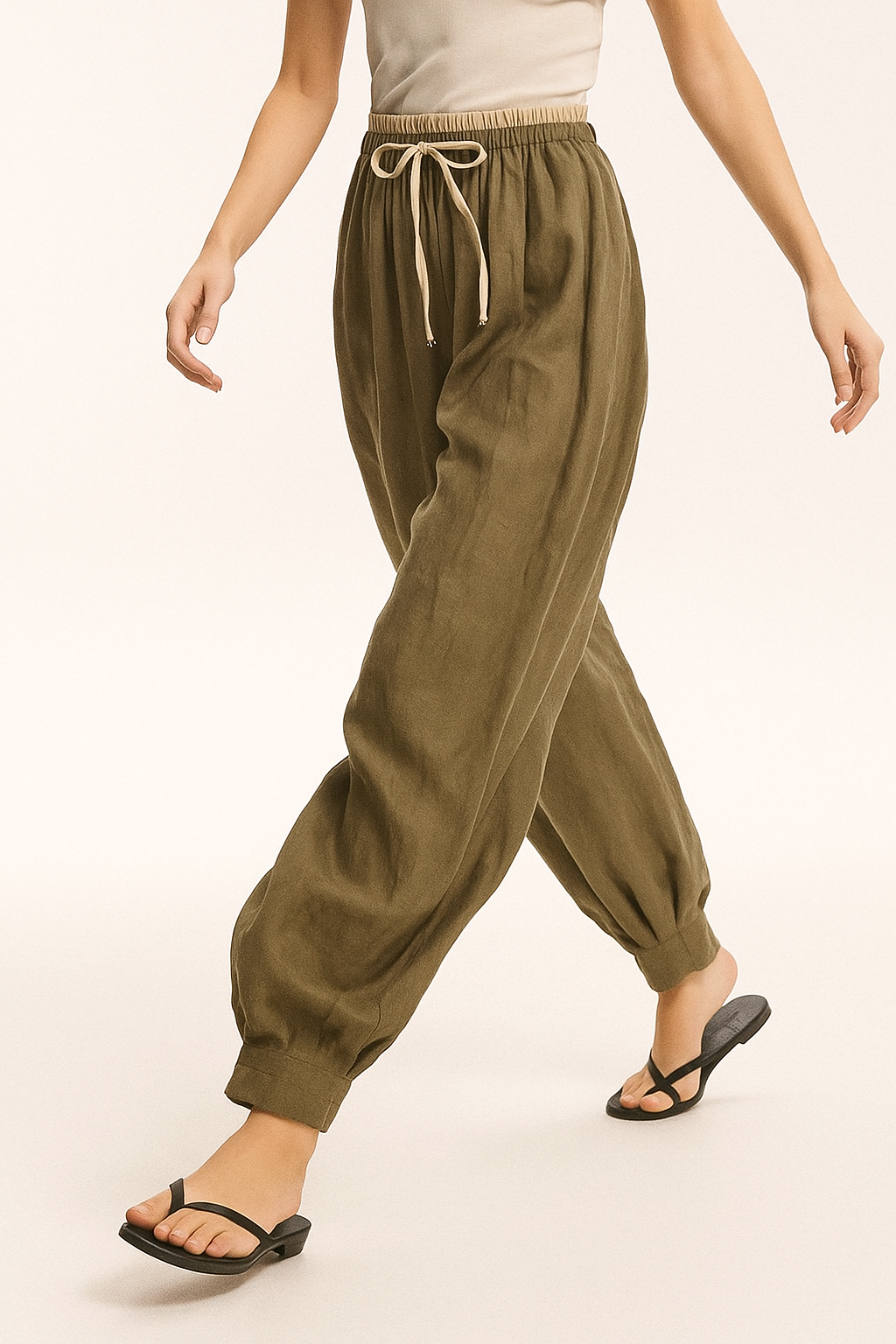 Linen Trousers for Women - Lightweight, Breathable Casual Pants for Summer Wear - Available in Multiple Sizes