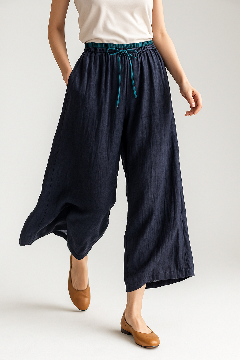 Linen Trousers for Women - Lightweight, Breathable Casual Pants for Summer Wear - Available in Multiple Sizes