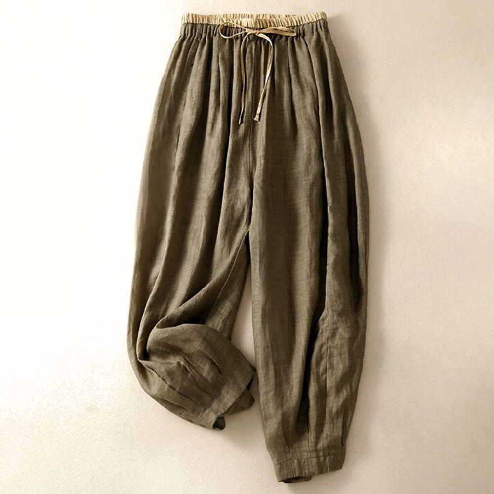 Linen Trousers for Women - Lightweight, Breathable Casual Pants for Summer Wear - Available in Multiple Sizes