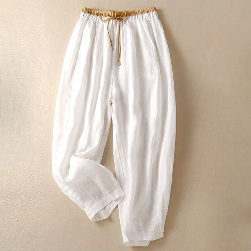Linen Trousers for Women - Lightweight, Breathable Casual Pants for Summer Wear - Available in Multiple Sizes