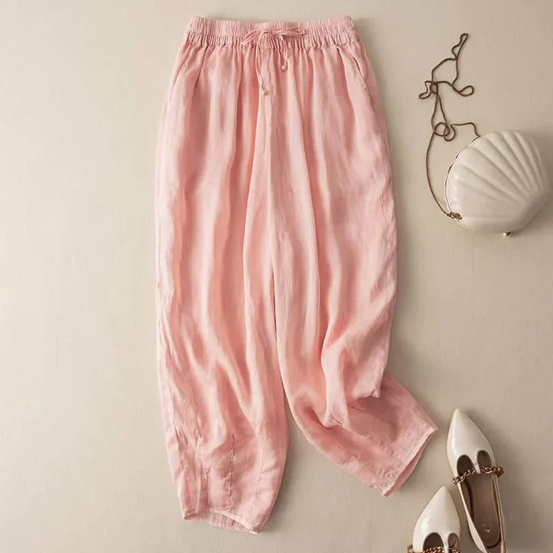 Linen Wide-Leg Pants for Women - Lightweight Summer Trousers for Casual Wear - Available in Multiple Colors