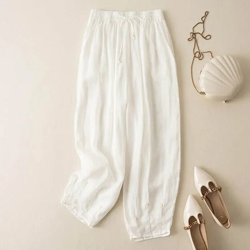 Linen Wide-Leg Pants for Women - Lightweight Summer Trousers for Casual Wear - Available in Multiple Colors
