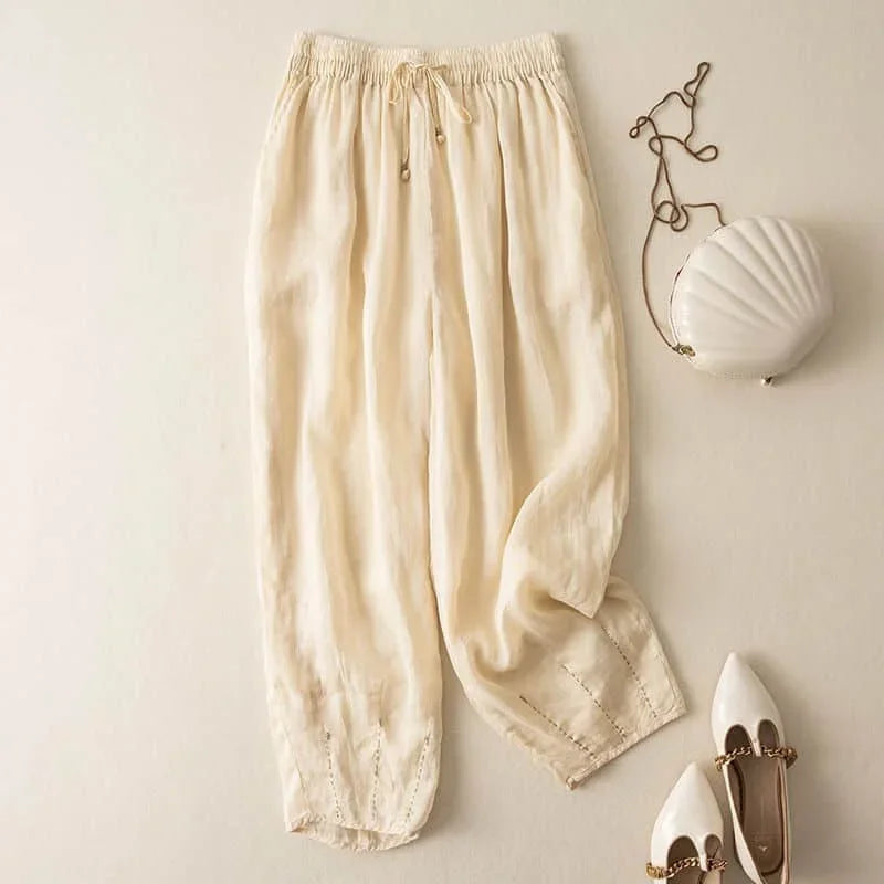 Linen Wide-Leg Pants for Women - Lightweight Summer Trousers for Casual Wear - Available in Multiple Colors