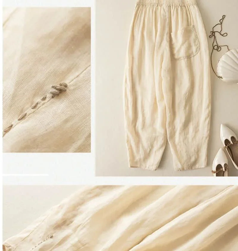 Linen Wide-Leg Pants for Women - Lightweight Summer Trousers for Casual Wear - Available in Multiple Colors
