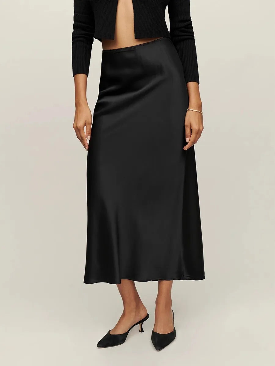 Luxe Midi Skirt in Sienna - Soft Fabric, Elegant Design for Casual or Dressy Occasions