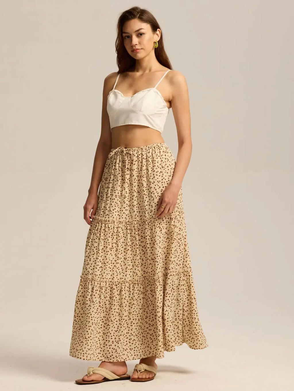 Meadow Floral Maxi Skirt - Lightweight Cotton, Bohemian Style, Perfect for Casual Wear and Summer Events
