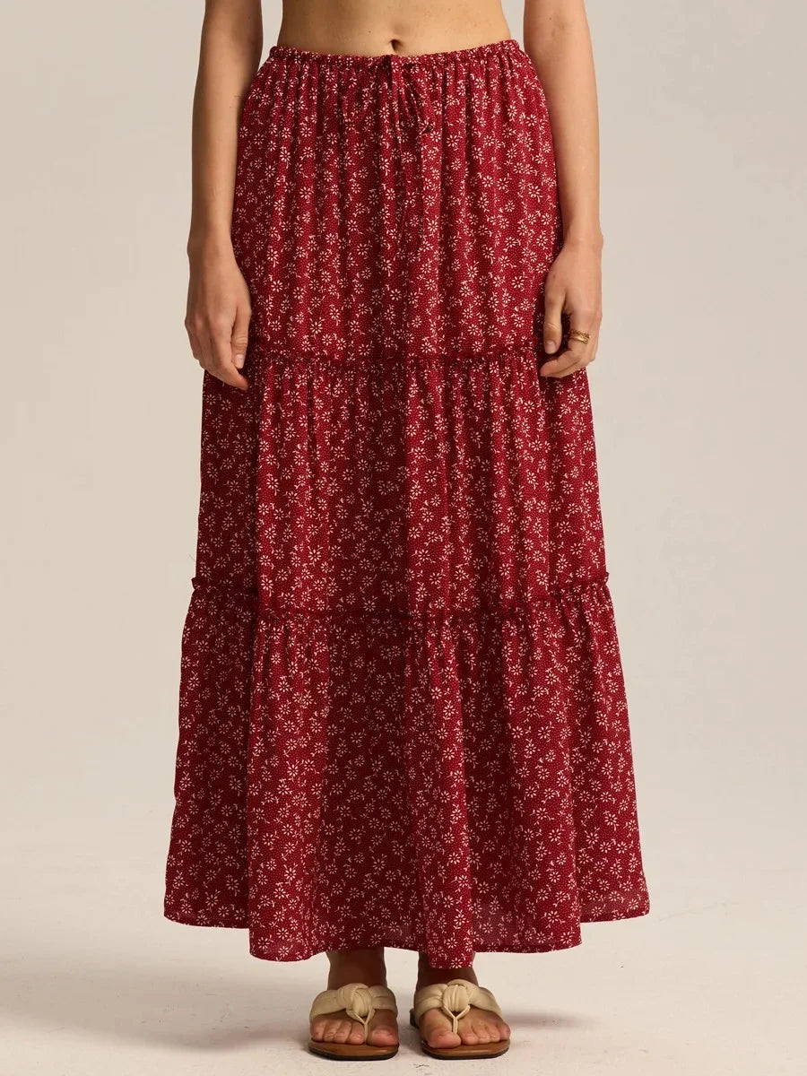 Meadow Floral Maxi Skirt - Lightweight Cotton, Bohemian Style, Perfect for Casual Wear and Summer Events