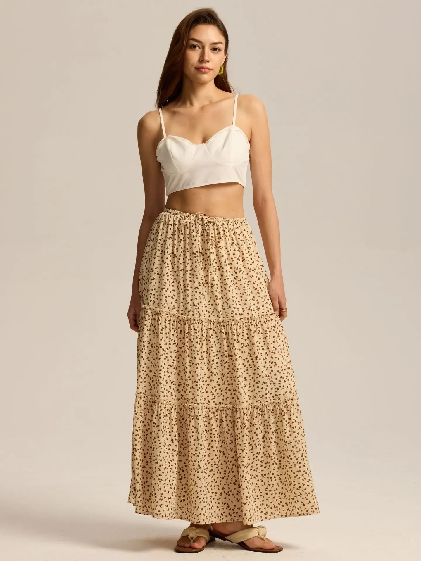 Meadow Floral Maxi Skirt - Lightweight Cotton, Bohemian Style, Perfect for Casual Wear and Summer Events