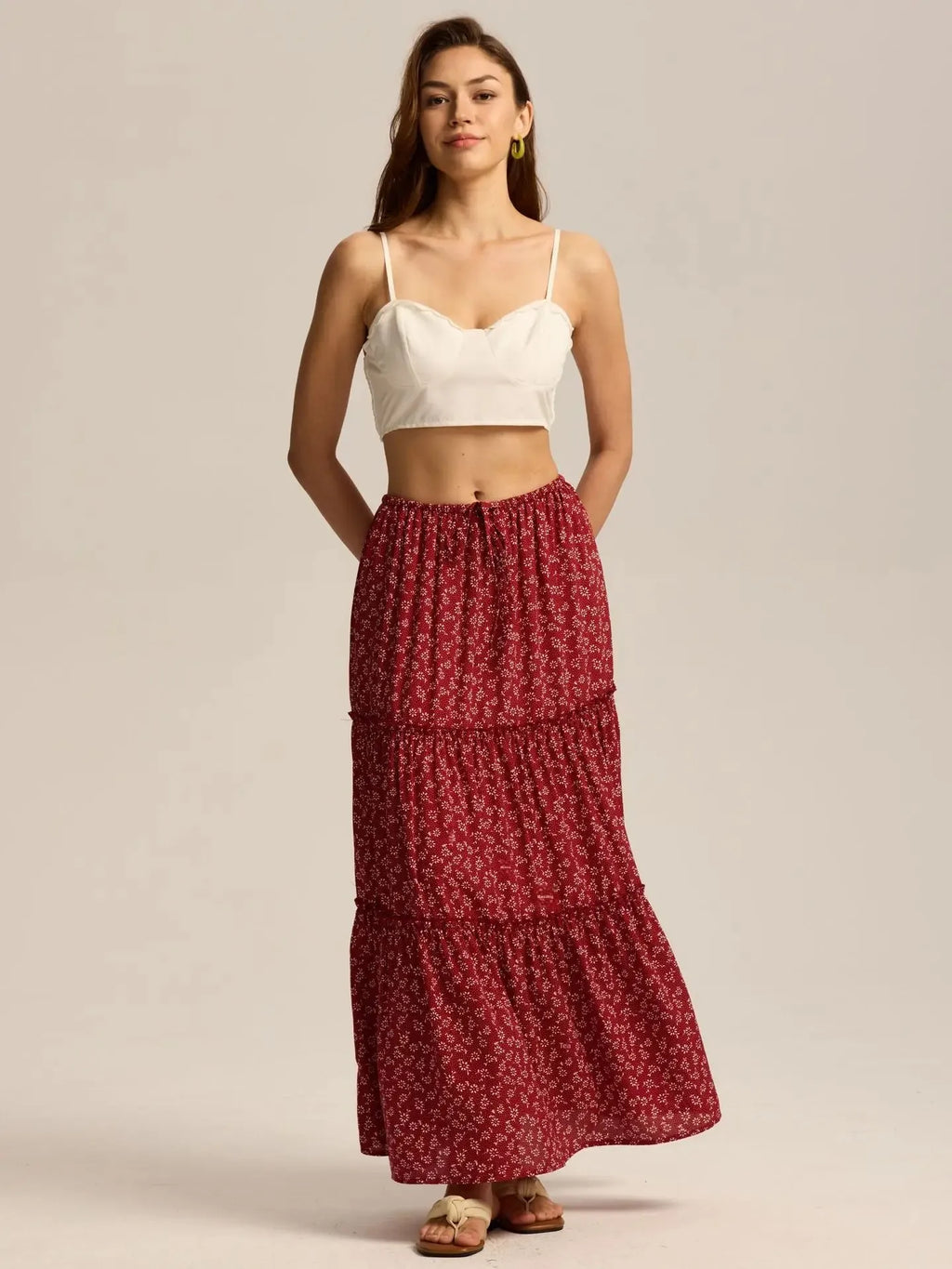 Meadow Floral Maxi Skirt - Lightweight Cotton, Bohemian Style, Perfect for Casual Wear and Summer Events