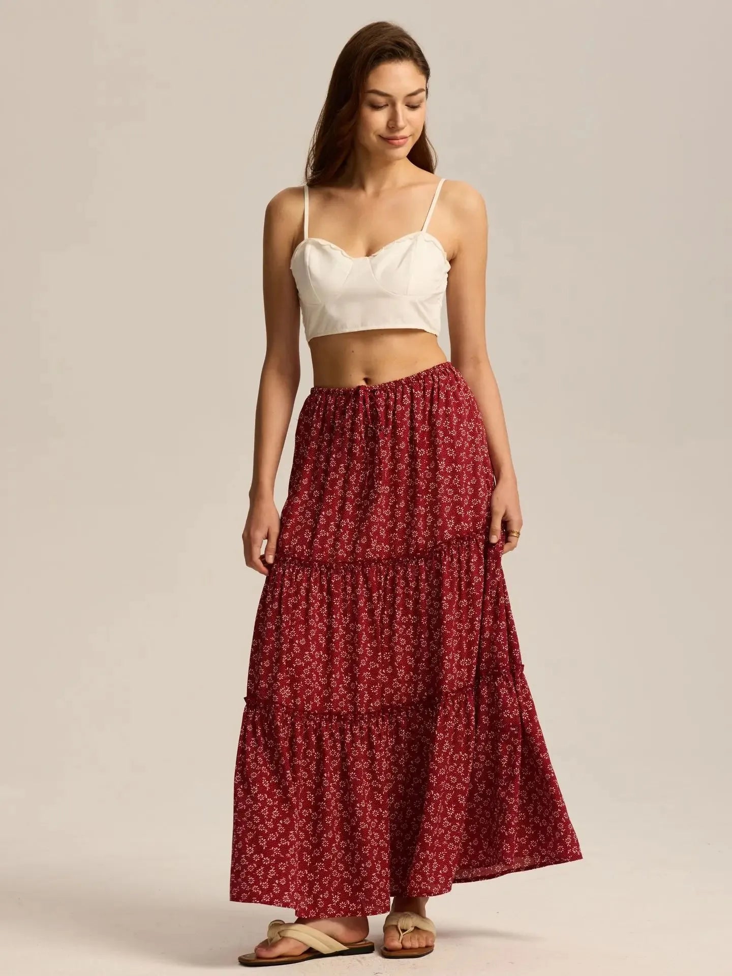 Meadow Floral Maxi Skirt - Lightweight Cotton, Bohemian Style, Perfect for Casual Wear and Summer Events