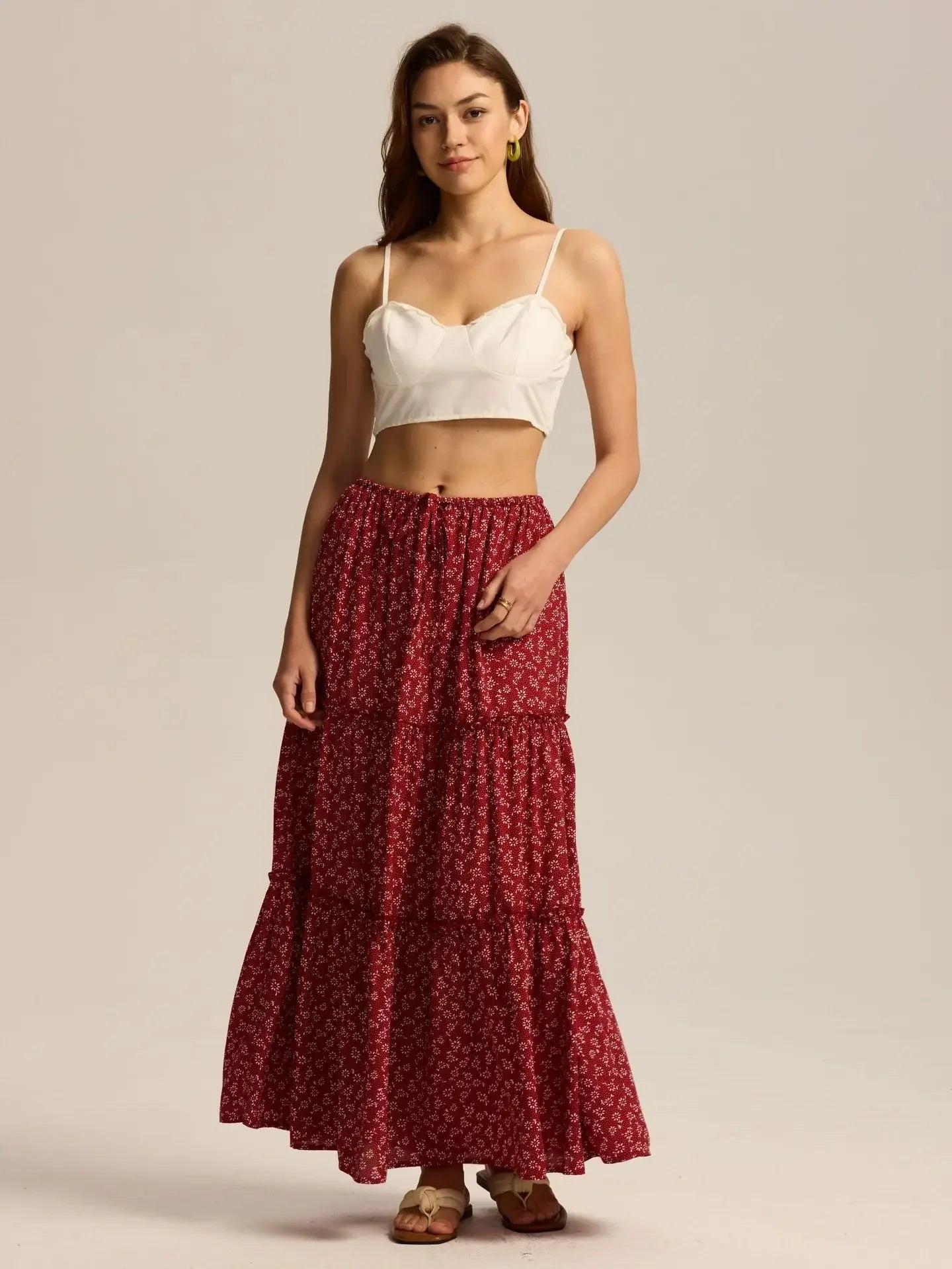 Meadow Floral Maxi Skirt - Lightweight Cotton, Bohemian Style, Perfect for Casual Wear and Summer Events