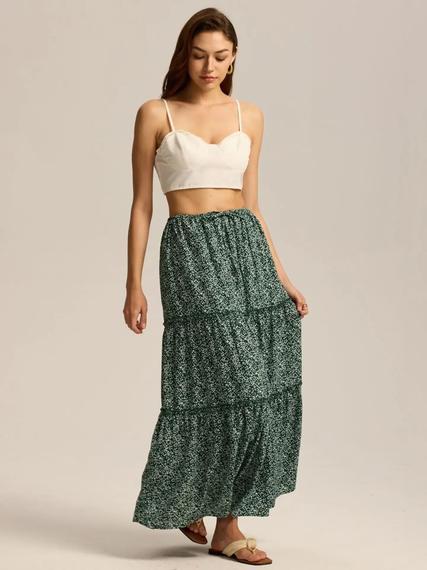 Meadow Floral Maxi Skirt - Lightweight Cotton, Bohemian Style, Perfect for Casual Wear and Summer Events