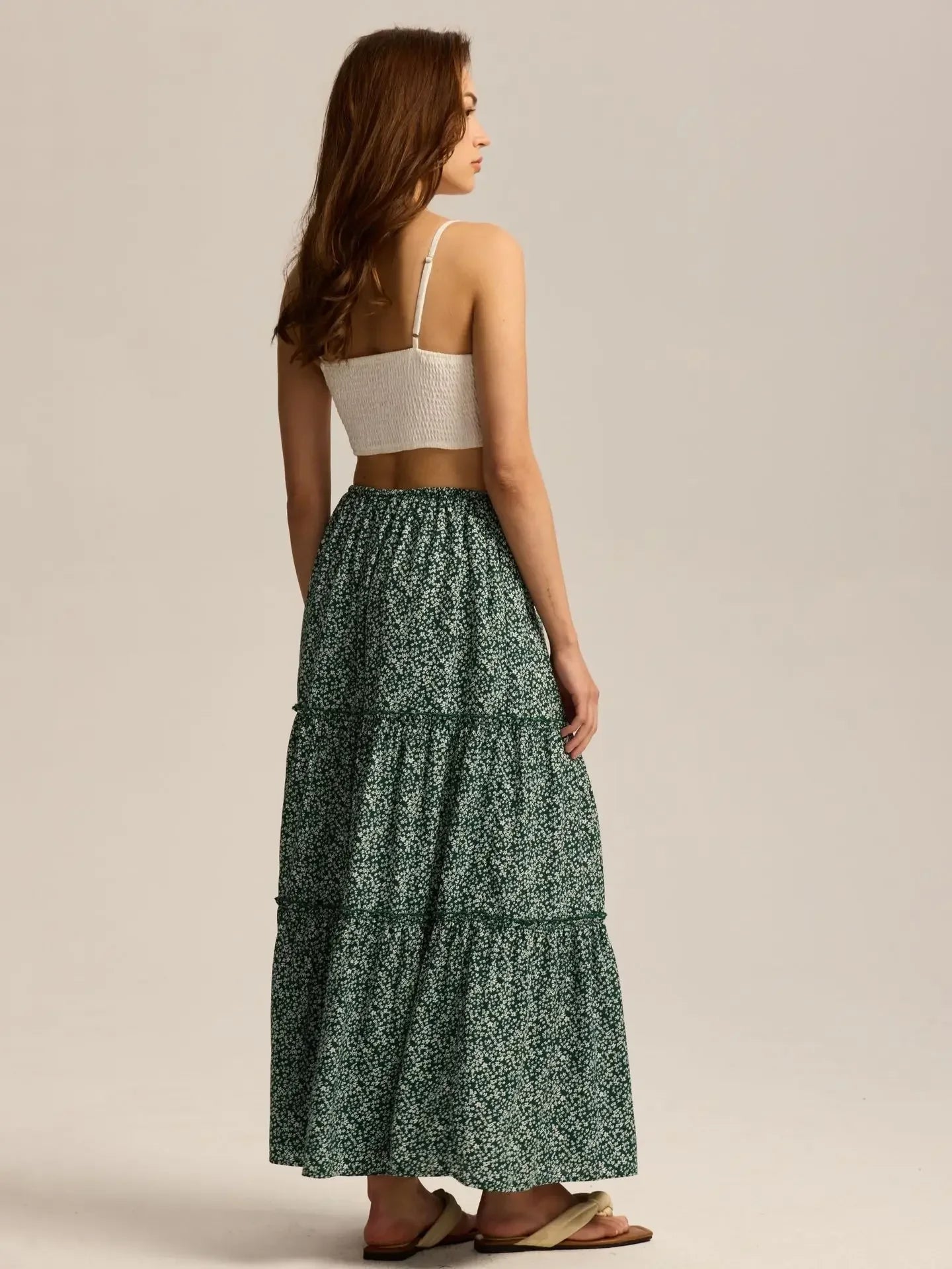 Meadow Floral Maxi Skirt - Lightweight Cotton, Bohemian Style, Perfect for Casual Wear and Summer Events