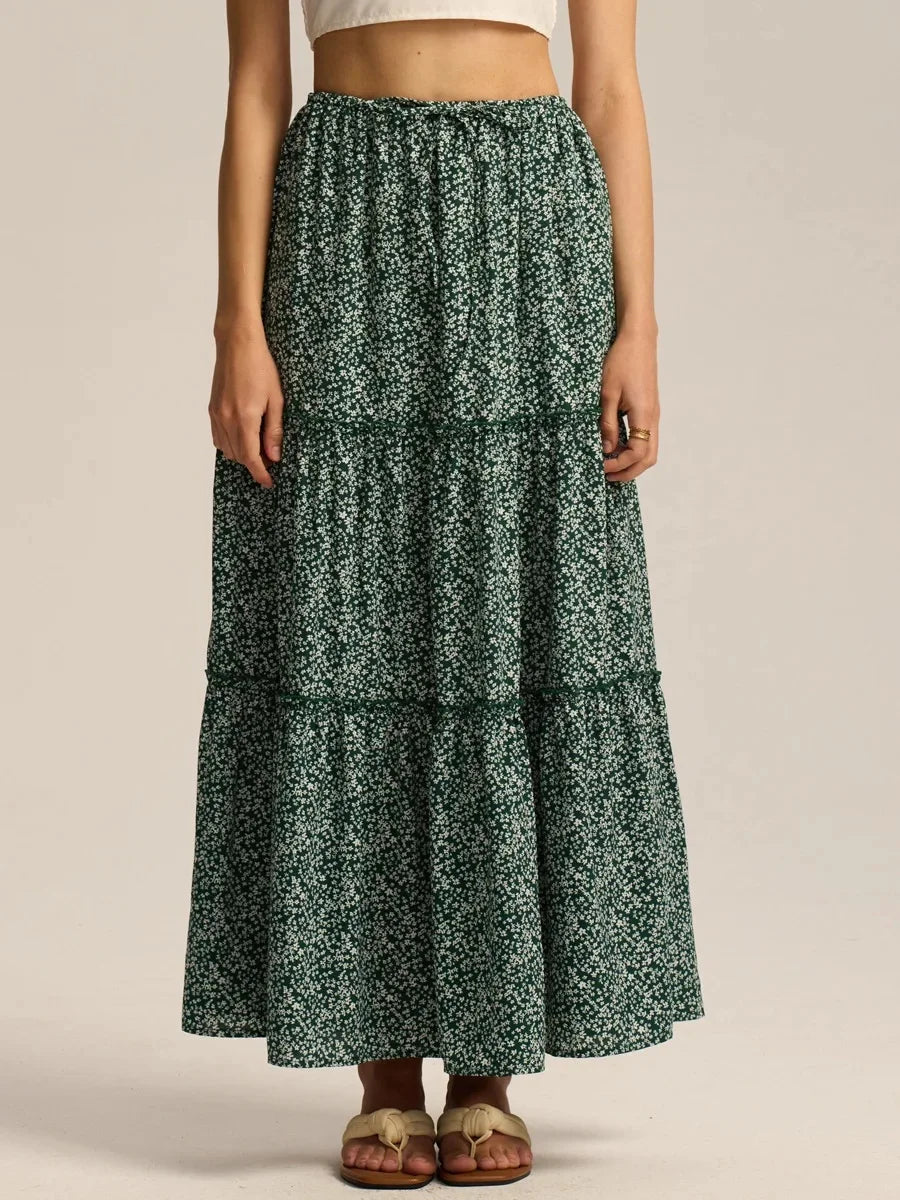 Meadow Floral Maxi Skirt - Lightweight Cotton, Bohemian Style, Perfect for Casual Wear and Summer Events