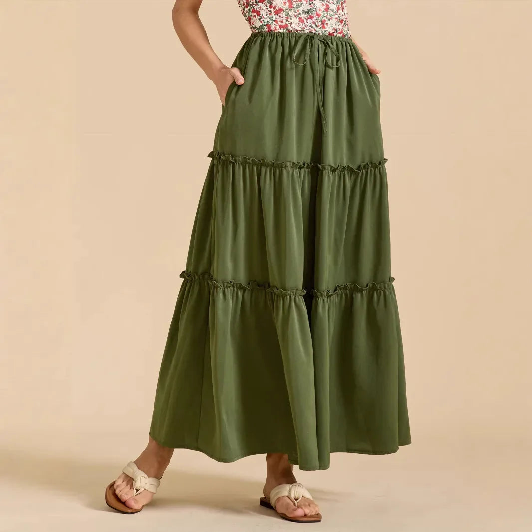 Meadow Floral Maxi Skirt - Lightweight Cotton, Bohemian Style, Perfect for Casual Wear and Summer Events