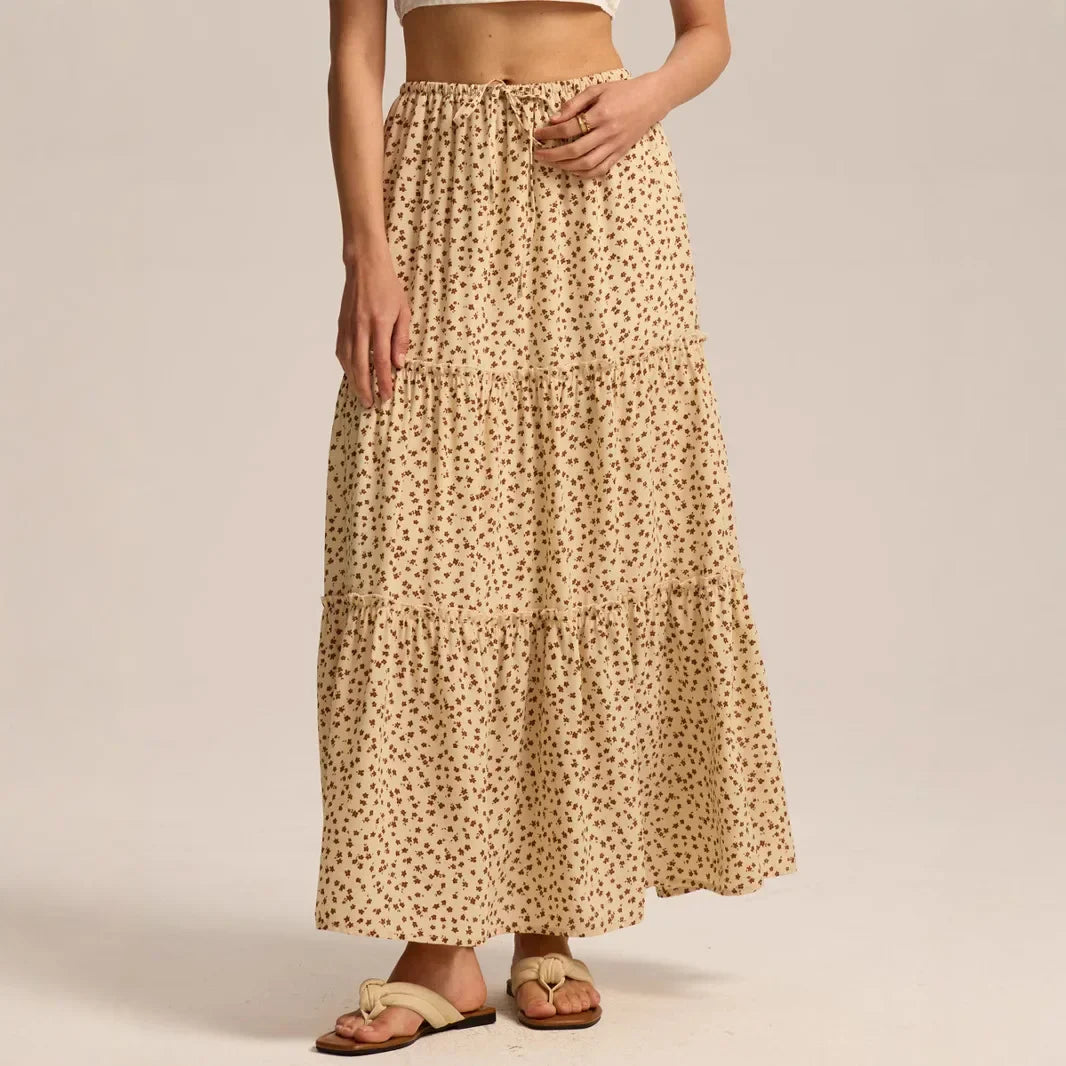 Meadow Floral Maxi Skirt - Lightweight Cotton, Bohemian Style, Perfect for Casual Wear and Summer Events