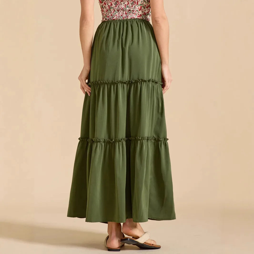 Meadow Floral Maxi Skirt - Lightweight Cotton, Bohemian Style, Perfect for Casual Wear and Summer Events