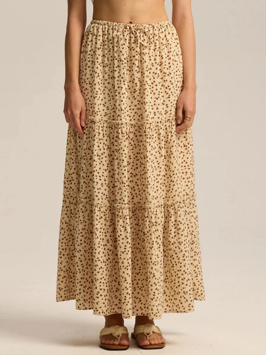 Meadow Floral Maxi Skirt - Lightweight Cotton, Bohemian Style, Perfect for Casual Wear and Summer Events