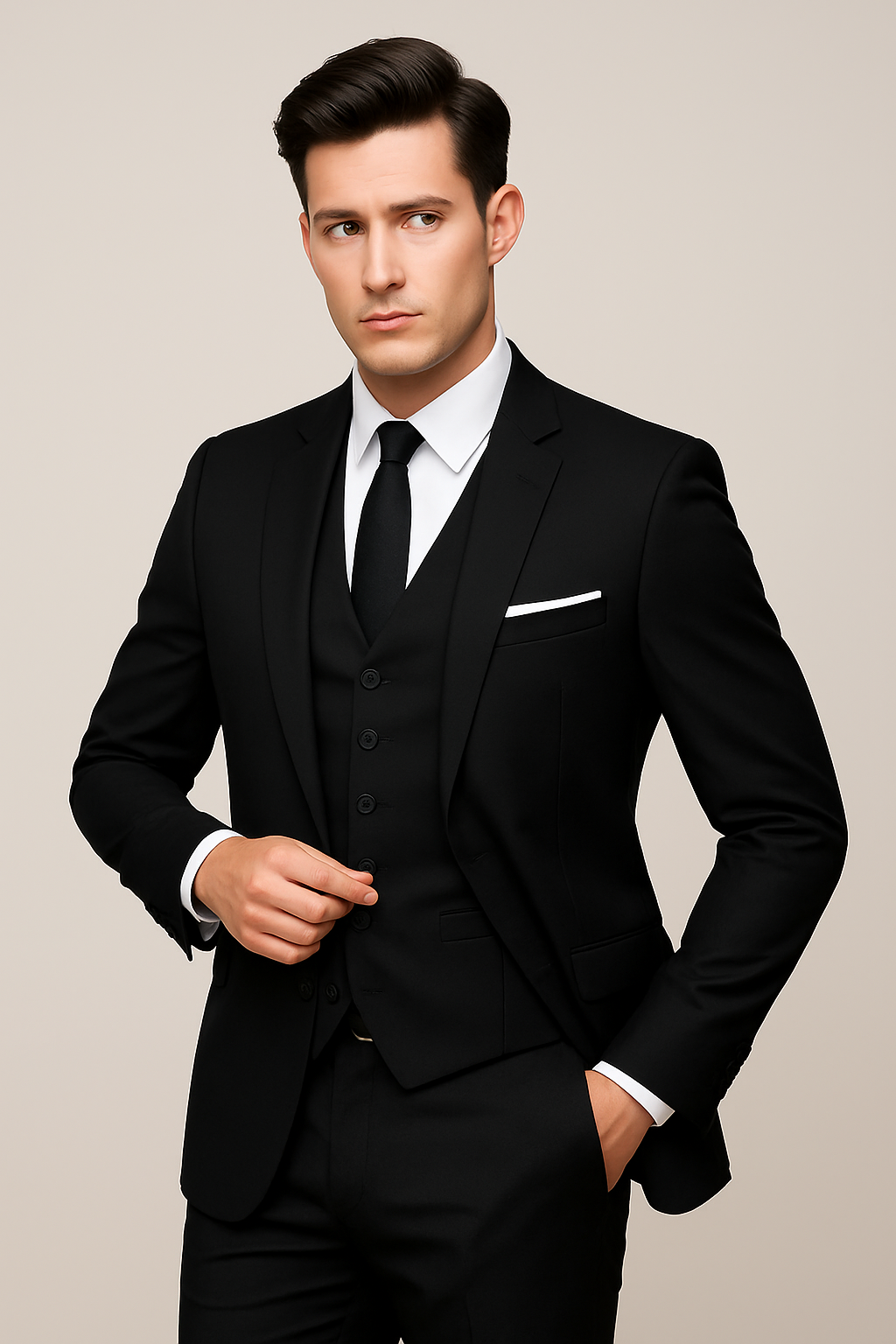 Men's 3-Piece Suit with Single Breasted Design