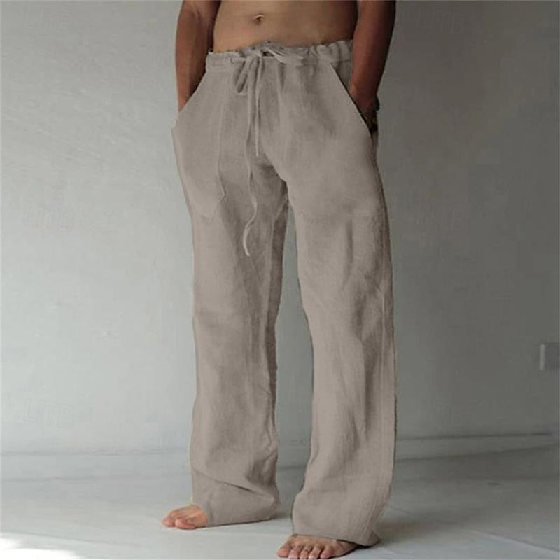 Men's Casual Pants with Linen Fabric