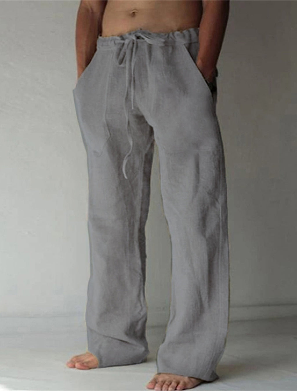 Men's Casual Pants with Linen Fabric