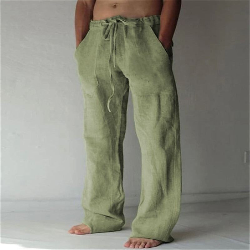 Men's Casual Pants with Linen Fabric