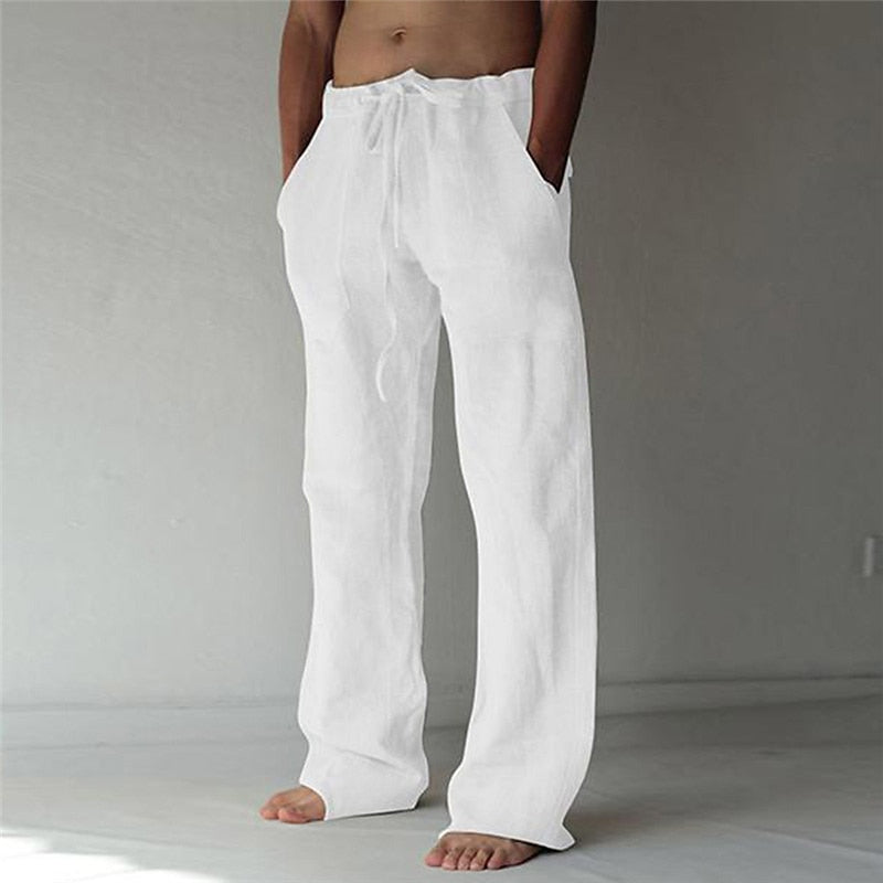 Men's Casual Pants with Linen Fabric