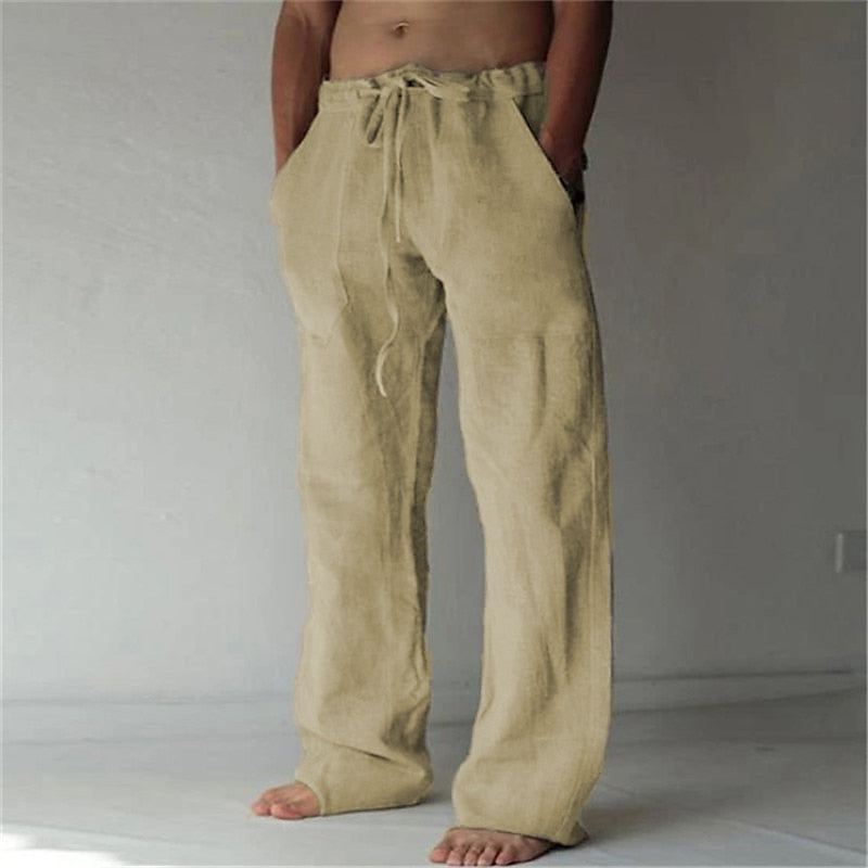 Men's Casual Pants with Linen Fabric