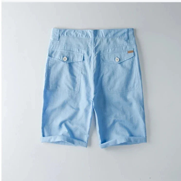 Men's Cotton Linen Beach Shorts - Lightweight Summer Casual Wear for Outdoor Activities