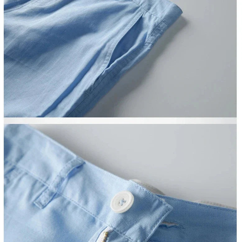 Men's Cotton Linen Beach Shorts - Lightweight Summer Casual Wear for Outdoor Activities