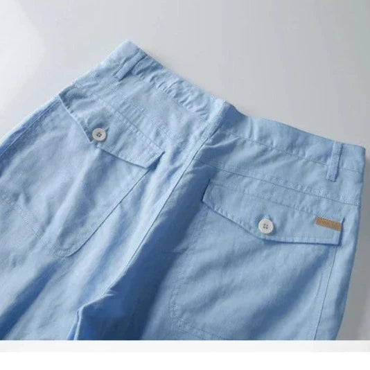 Men's Cotton Linen Beach Shorts - Lightweight Summer Casual Wear for Outdoor Activities